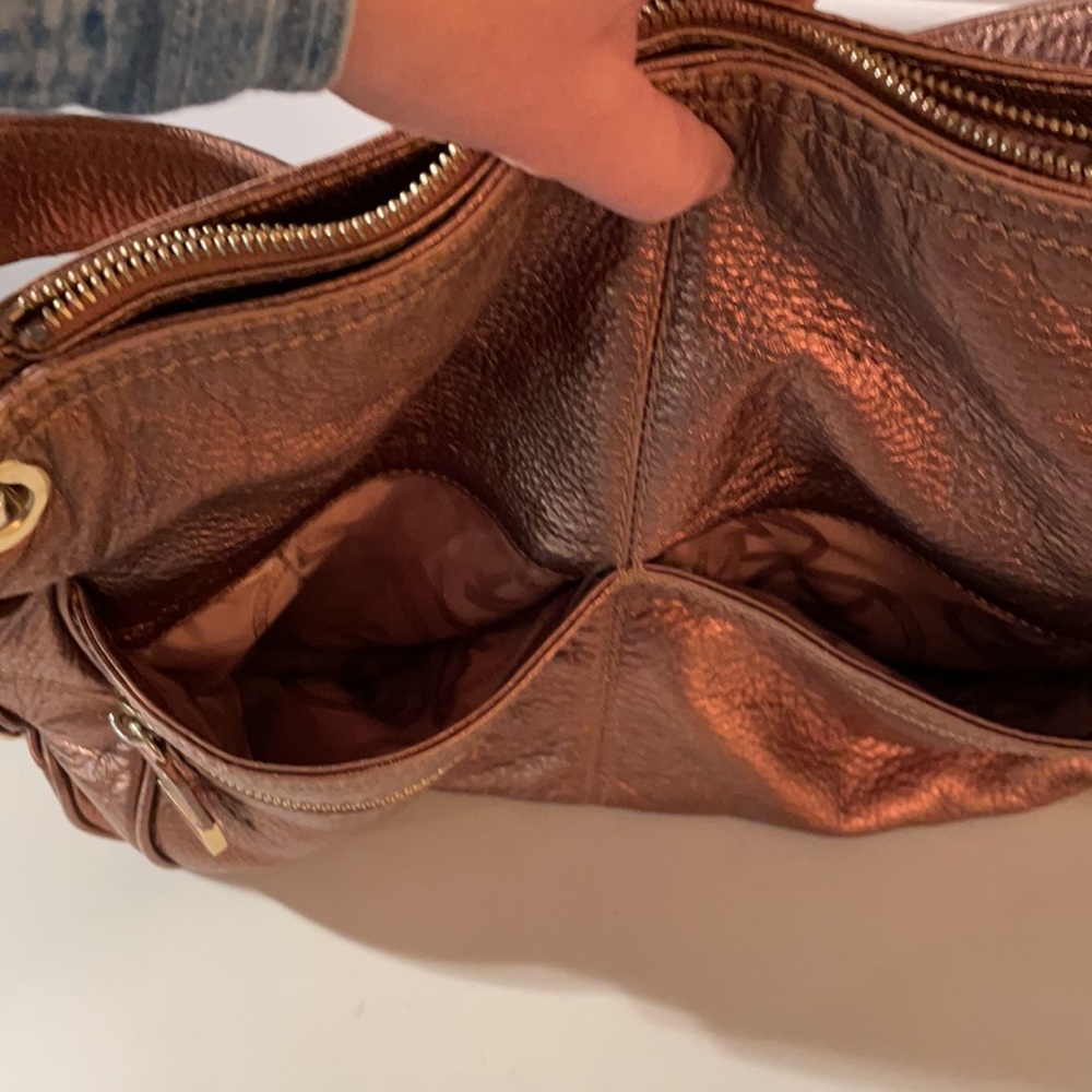 Authentic Michael Kors Metallic Copper Soft Leather Shoulder Bag Purse - Picture 10 of 15